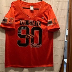 OKLAHOMA STATE, OSU, cowboys jersey, EST. 1890 jersey. V neck bling rhinestones